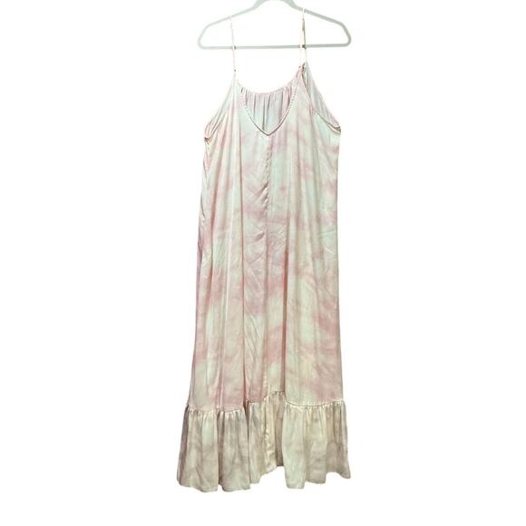Free People Intimately Pink Tie Dye Maxi Dress Adjustable Spaghetti Straps Large - Picture 8 of 11